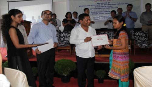 certificate distribution of Apparel Making Trainees by CM at Ampati
